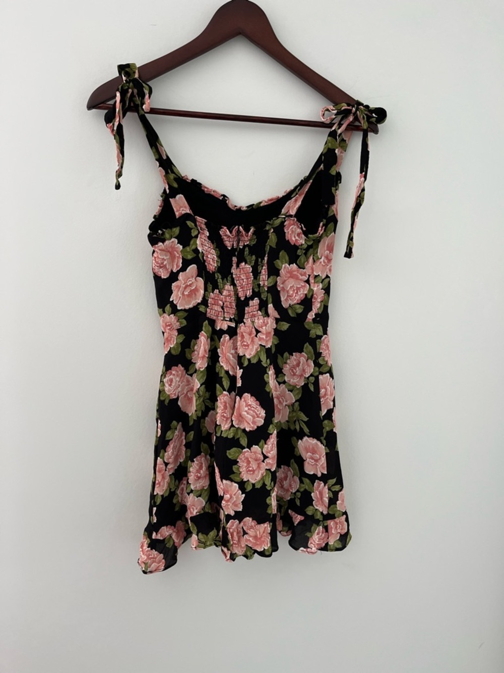 Reformation Black Mini Dress with Pink Floral Print - Picture 7 of 8